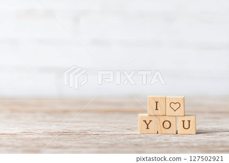 Wooden Blocks Saying I Love You on Table Wooden Blocks Saying I Love You on Table 127502921