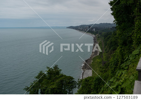 View of the Black Sea from the observation deck from a height 127503189