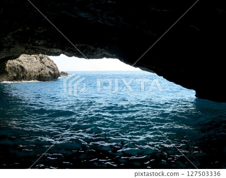 Exploring the Natural Beauty of the Blue Grotto in Montenegro on the Adriatic Sea 127503336
