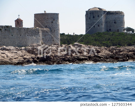 Exploring Fort Arza on the Lustica Peninsula in Montenegro by the Adriatic Sea 127503344