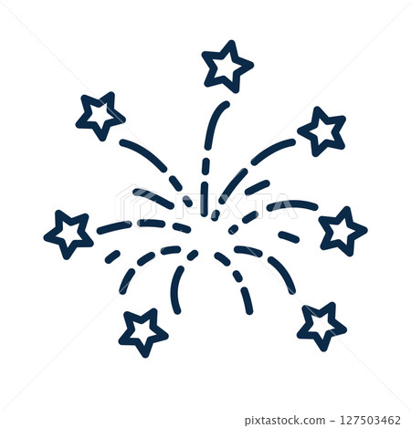 Fireworks Explosion and Report Icon with Shooting Stars Fireworks Explosion and Report Icon with Shooting Stars 127503462