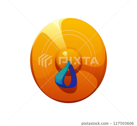 Cartoon musical font number 0 as a brass cymbal with a strap, percussion music instrument, mathematics zero sign, entertainment funny type math symbol. Isolated vector numeral musician equipment 127503606