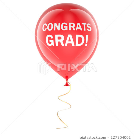 Congrats Grad, Red balloon. Graduation celebration party, concept. 3D rendering 127504001