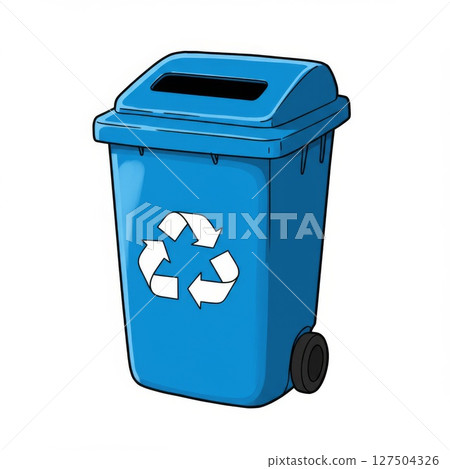 Blue Recycling Wheelie Bin Illustration 127504326