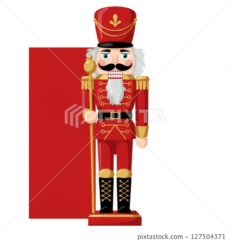 Pixel Art Nutcracker Soldier Toy in Red Uniform 127504371