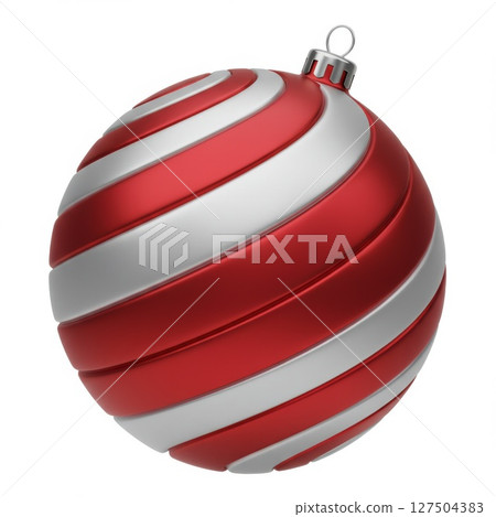 Red And Silver Spiral Christmas Ornament 127504383