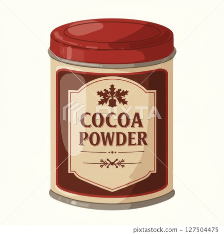 Red and Brown Vintage Cocoa Powder Tin Can 127504475