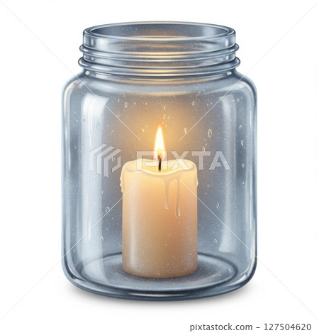 Illuminated Candle in Glass Jar 127504620
