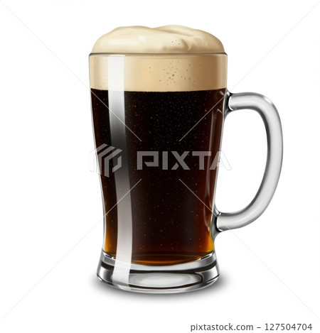 Dark Beer in a Clear Glass Mug Dark Beer in a Clear Glass Mug 127504704