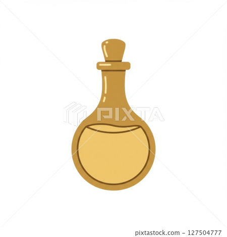 Amber Glass Bottle with Wooden Stopper 127504777