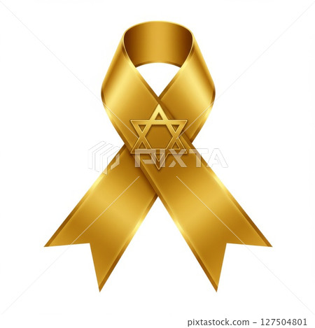 Golden Ribbon with Star of David Symbol 127504801