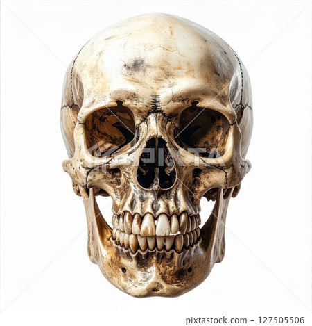 Detailed Human Skull on White Background Detailed Human Skull on White Background 127505506