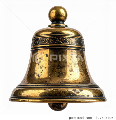 Antique Brass Bell with Intricate Design Antique Brass Bell with Intricate Design 127505706