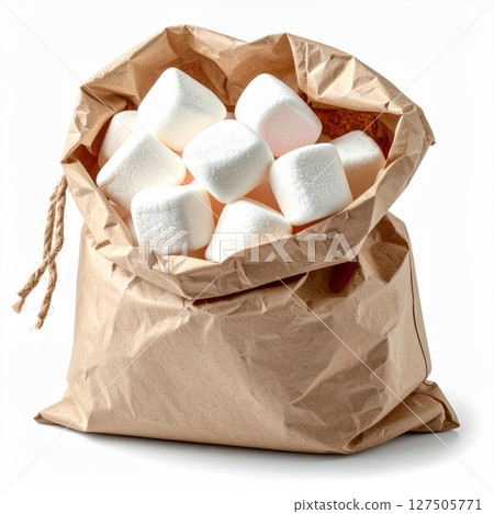 White and Pink Marshmallows in Brown Paper Bag White and Pink Marshmallows in Brown Paper Bag 127505771