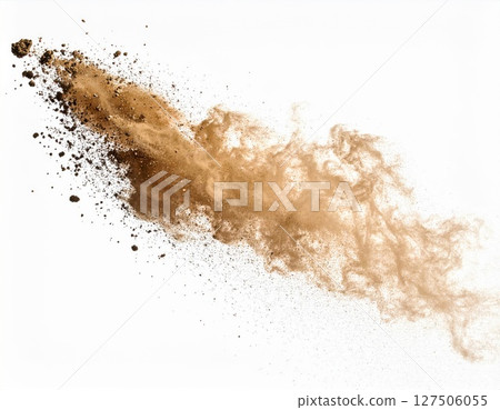 Brown Dust Explosion Against White Background 127506055
