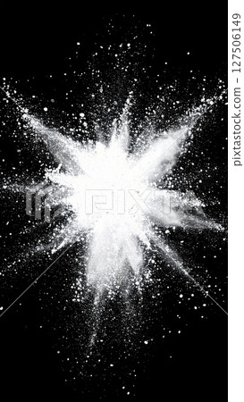 White Powder Explosion Against Black Background 127506149