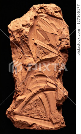 Red Clay Relief Sculpture with Abstract Patterns Red Clay Relief Sculpture with Abstract Patterns 127506177
