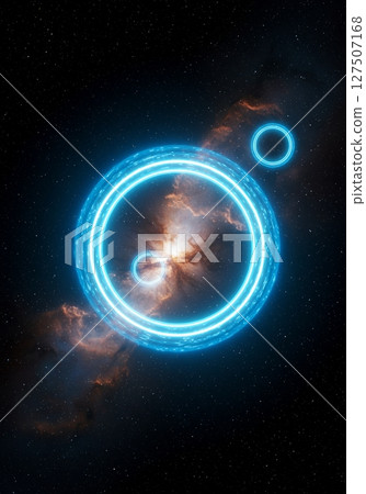 Cosmic Nebula with Glowing Blue Rings 127507168