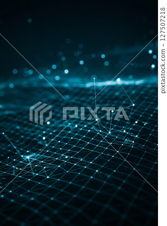 Abstract Blue Digital Network Grid Background 127507218