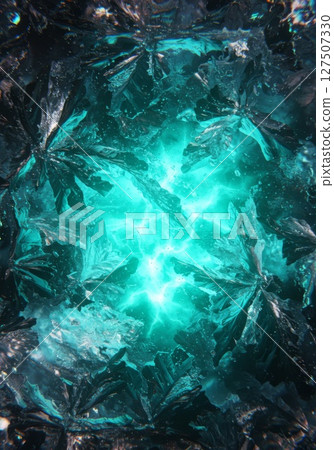 Teal and Blue Glowing Ice Crystals Abstract Background Teal and Blue Glowing Ice Crystals Abstract Background 127507330