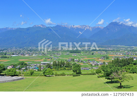 Azumino in early summer and North Alps Azumino in early summer and North Alps 127507433