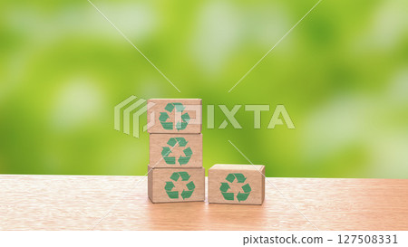 The Recycle symbol on Box for eco concept 3d Rendering. The Recycle symbol on Box for eco concept 3d Rendering. 127508331