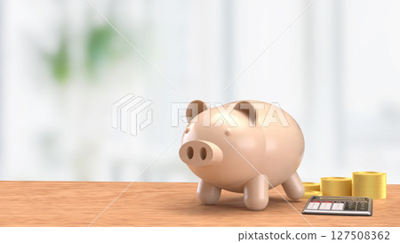 The Piggy bank and coins for earn or Business concept 3d Rendering. The Piggy bank and coins for earn or Business concept 3d Rendering. 127508362