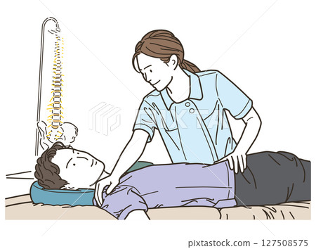 女脊椎按摩師為男病人按摩 127508575