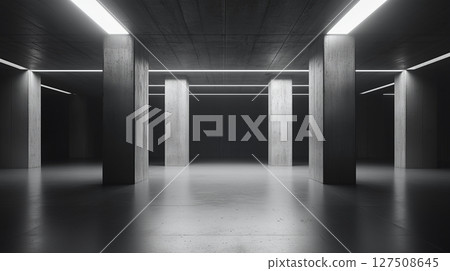 Grey architecture empty concrete floor modern structure perspective 127508645