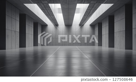 Grey architecture empty concrete floor modern structure perspective Grey architecture empty concrete floor modern structure perspective 127508646