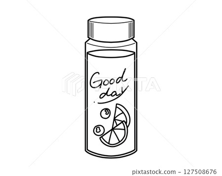 Cute My Bottle (Goodday) Simple Line Drawing 127508676