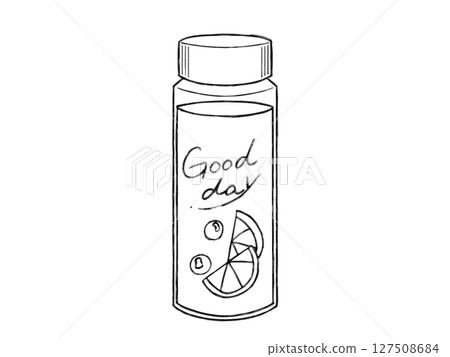 Cute My Bottle (Goodday) Crayon-style line drawing 127508684