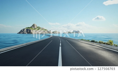 Asphalt highway road and ocean marine view holiday coastline destination 127508703