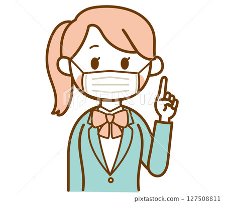 身穿西裝制服、戴著口罩的女學生插畫素材 身穿西裝制服、戴著口罩的女學生插畫素材 127508811