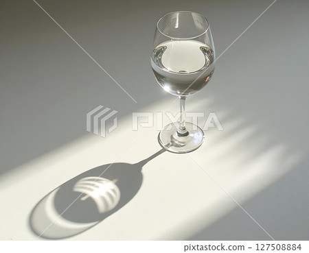 Glass of Water with Shadow, Minimalist Photography 127508884