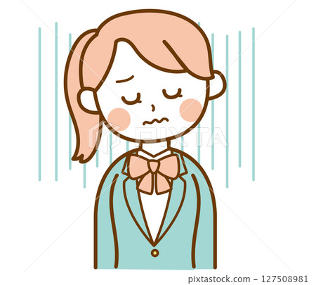身穿西裝制服的失望和沮喪的女學生的插圖素材 身穿西裝制服的失望和沮喪的女學生的插圖素材 127508981