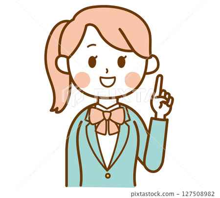 穿著西裝制服的女學生解釋重點的插圖素材 127508982