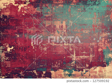 Abstract grunge textured background, red and teal 127509192