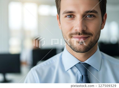 Confident businessman portrait in office 127509329