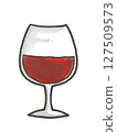 Hand-drawn illustration of red wine drawn with crayons 127509573