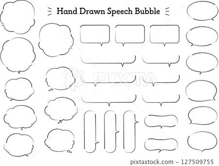 Hand-drawn speech bubble set with white frame 127509755