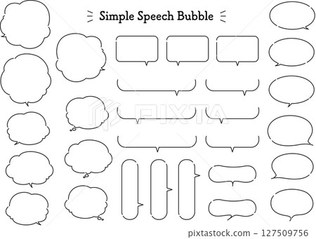 Simple speech bubble set with white frame and line width editable 127509756