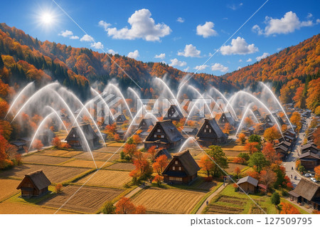 從白川鄉荻町城跡展望台眺望秋季放水訓練 從白川鄉荻町城跡展望台眺望秋季放水訓練 127509795