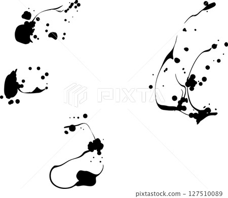 墨水滴落、飛濺和噴濺裝飾插圖集 127510089