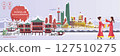 famous world landmarks with the shanghai building 127510275
