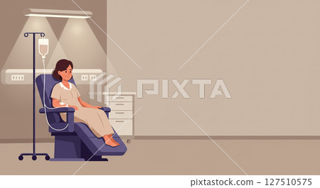 illustration of patient receiving chemotherapy treatment. 127510575