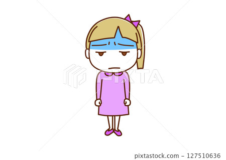 (Full-body front) A white girl with a pale face and a sulky look (Full-body front) A white girl with a pale face and a sulky look 127510636