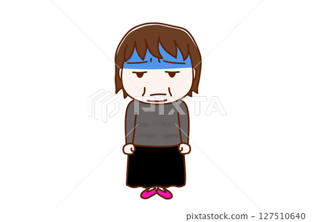 (Full-body front) A fat woman with a pale face and a sulky look (Full-body front) A fat woman with a pale face and a sulky look 127510640