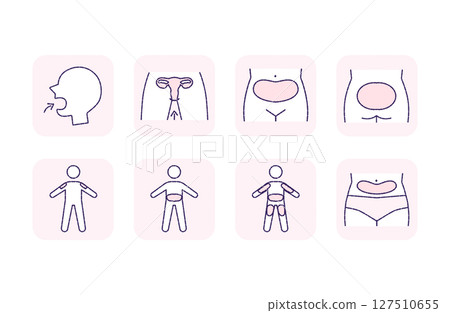 Icon set showing medication, taking medicine and body parts 127510655