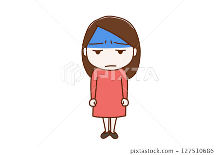 （全身正面）臉色蒼白、心情不好的女人 127510686